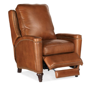 Hooker Furniture Rylea Valencia Top-Grain Leather Manual Push Back Recliner With Wingback, Nailhead Trim & Spool Feet Brown RC216-PB-086