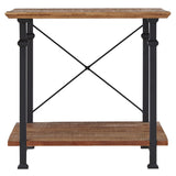 Homelegance By Top-Line Rafferty Vintage Industrial End Table Oak Wood