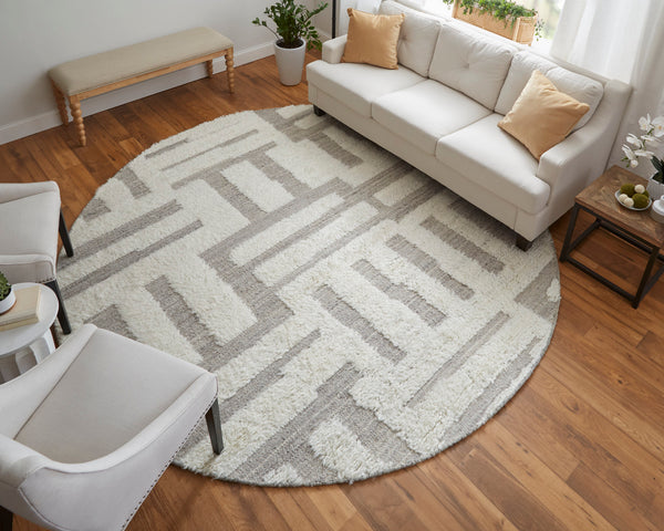 Feizy Rugs Ashby Hand-woven Wool Geometric Rug – Timeless Transitional Style In Subtle Neutrals For Any Room Gray,Ivory Wool Ash8909fivygryn90