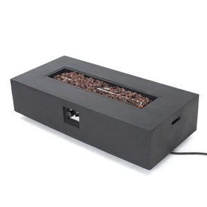 English Elm 50000 Btu Rectangular Mgo Concrete Propane Fire Table for Outdoor Patio Gatherings 59242.00-50K_59243.00