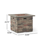 Christopher Knight Home® Noble House 32'' Stone Square Mgo Fire Pit W/ Grey Top- 40,000 Btu