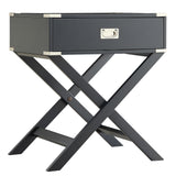 Homelegance By Top-Line Spencer X-Base Wood Accent Campaign Table Black Wood