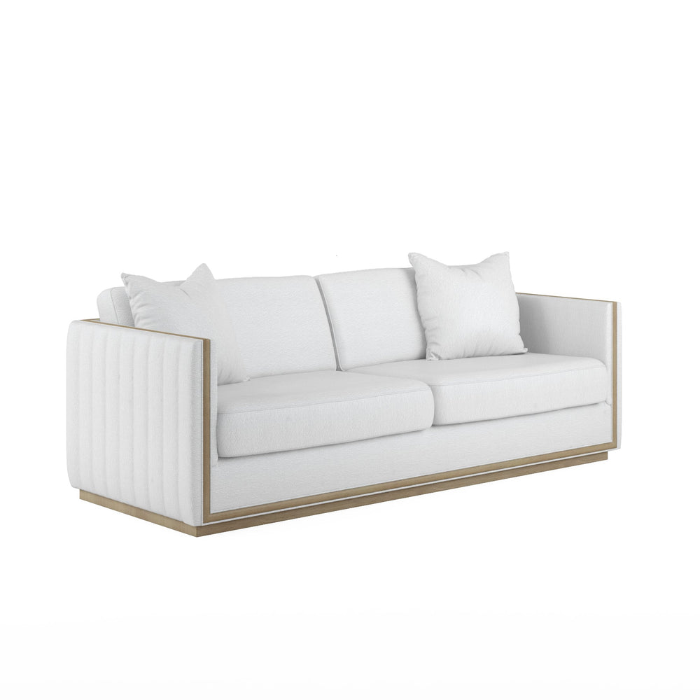 A.R.T. Furniture Cassat Channeled Sofa In Okla Snow With Washed Oak Accents - Casual Contemporary Comfort & Style White Parawood Solids With Ash Embossing,Foam,Fabric 522501-5302aa