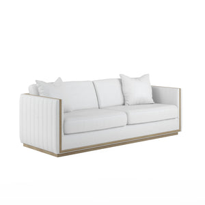 A.R.T. Furniture Cassat Channeled Sofa In Okla Snow With Washed Oak Accents - Casual Contemporary Comfort & Style White Parawood Solids With Ash Embossing,Foam,Fabric 522501-5302aa