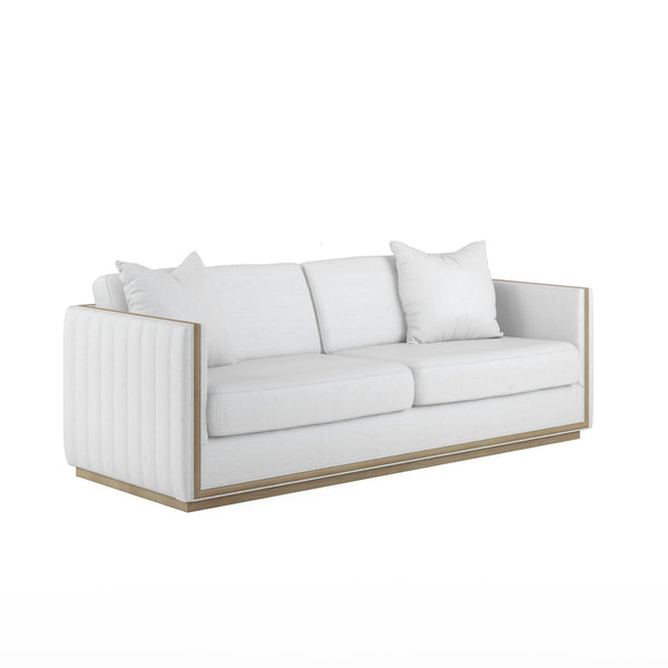 A.R.T. Furniture Cassat Channeled Sofa In Okla Snow With Washed Oak Accents - Casual Contemporary Comfort & Style White Parawood Solids With Ash Embossing,Foam,Fabric 522501-5302aa