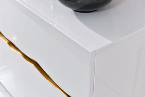 VIG Furniture Aspen Chic White High-Gloss Buffet With Champagne Gold Trim, Ample Storage, Ready-To-Use 71" VGVCG1808-WHT