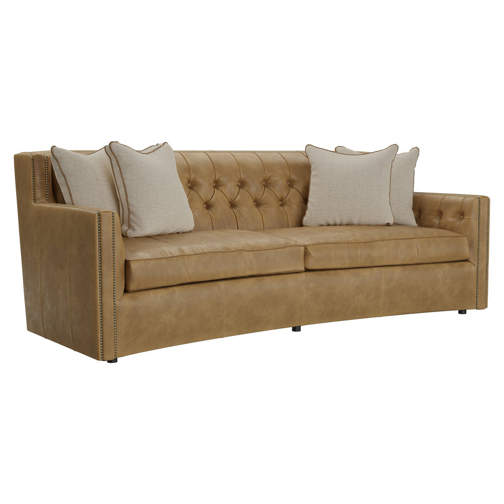 Bernhardt Bernhardt Candace Crescent Leather Sofa — 96"W Top-Grain Leather, Hand-Tufted Back, Nailhead Trim, Plush Comfort 7277LFO