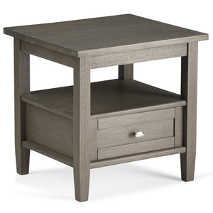 English Elm Warm Shaker Solid Wood 20" End Table In Farmhouse Grey – Versatile Storage For Modern & Traditional Spaces B136P159704-GIGA