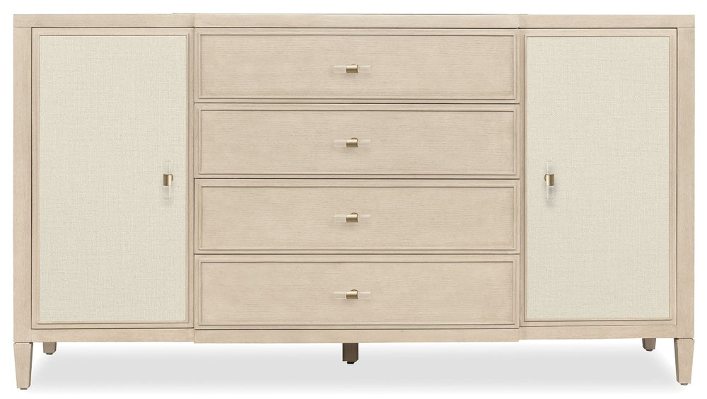 Hooker Furniture Melange Transitional Be My Guest Dresser With Fabric Doors, Soft-Close Drawers & Cedar-Lined Tray 628-90001-80