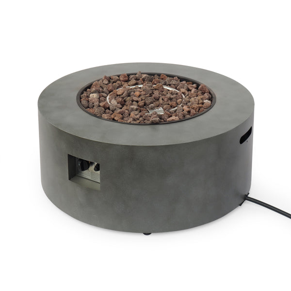 English Elm 32" Round Propane Fire Pit 40000 Btu Powder Coated Iron Outdoor Patio Centerpiece 67759.00CONRT-40K