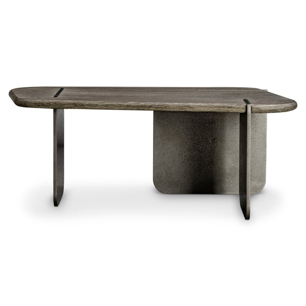 Bernhardt Bernhardt Melba Wire-Brushed Oak Side Table With Textured Graphite Cast-Aluminum Base, Sculptural Accent 564126