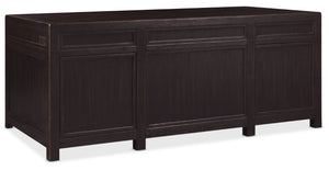 Hooker Furniture Driftwood Executive Desk With Buckboard Sun-Faded Oak Finish, 7-Drawer Storage, Locking Files Dark Wood 6820-10462-99