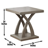 Steve Silver Jocelyn Gray End Table - Hardwood and Mango Veneer Construction, Decorative Base, Levelers - 24x24x24