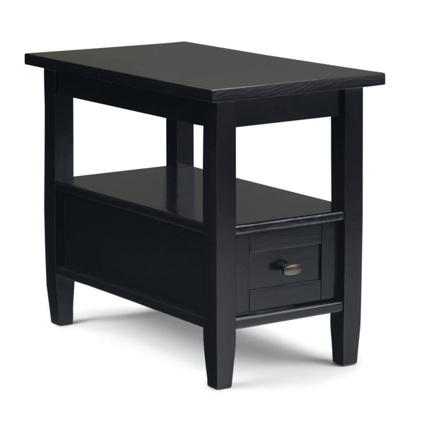 English Elm Warm Shaker Solid Wood 14-Inch Narrow Side Table – Elegant Black Finish With Storage For Small Spaces B136P159659-GIGA