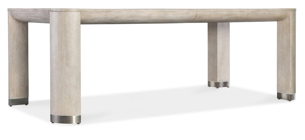 Hooker Furniture Modern Mood Leg Dining Table With Alabaster Diamond Finish, Pewter Accents, Extendable To 110" Light Brown 6850-75200-80