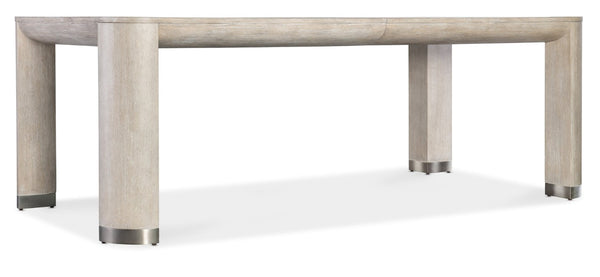 Hooker Furniture Modern Mood Leg Dining Table With Alabaster Diamond Finish, Pewter Accents, Extendable To 110" Light Brown 6850-75200-80