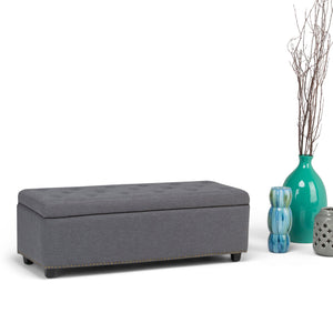 English Elm Hamilton Storage Ottoman - Stylish Slate Grey Seat With Hidden Storage For Any Room, Versatile Design B136P158174