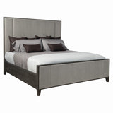 Bernhardt Linea King Panel Bed with Upholstered Headboard and Footboard in Cerused Charcoal Finish K1104