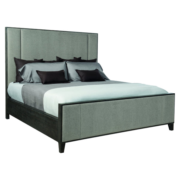 Bernhardt Bernhardt Linea California King Panel Bed — Cerused Charcoal Rustic-Modern Frame With Upholstered Headboard And Footboard, Vertical Channeling, Durable Slat Support K1103