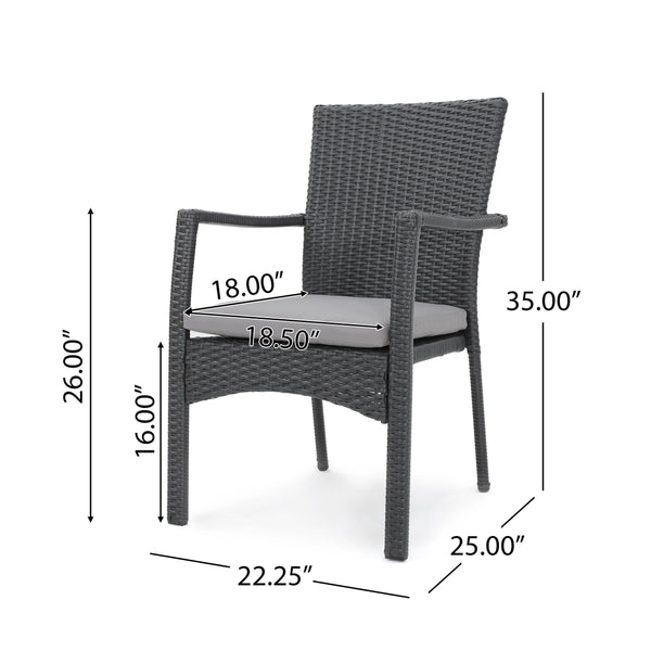 English Elm Christopher Knight Home® - CORSICA Wicker KD Dining Chair with Water-Resistant Removable Cushion — Stylish Outdoor Seating for Patios Grey 37.5 L x 21.5 W x 10.25 H 56424.00GRY