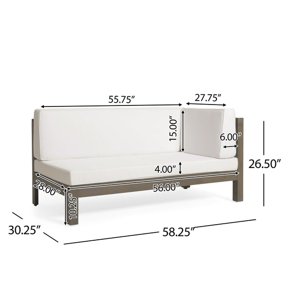 English Elm Brava Outdoor Acacia Corner Bench Set with Coffee Table for Patio Entertaining 57968.00WHI-64496.00GRY