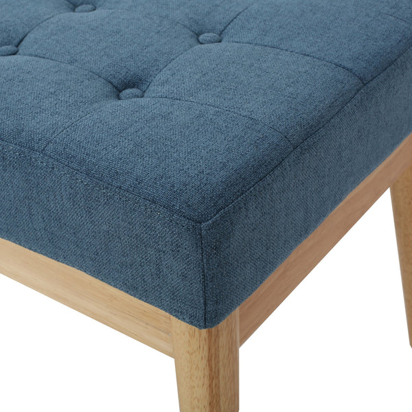 English Elm Ottoman Tufted Upholstered Bench with Birch Frame Mid-century Style for Bedroom Entry 60407.00BLU