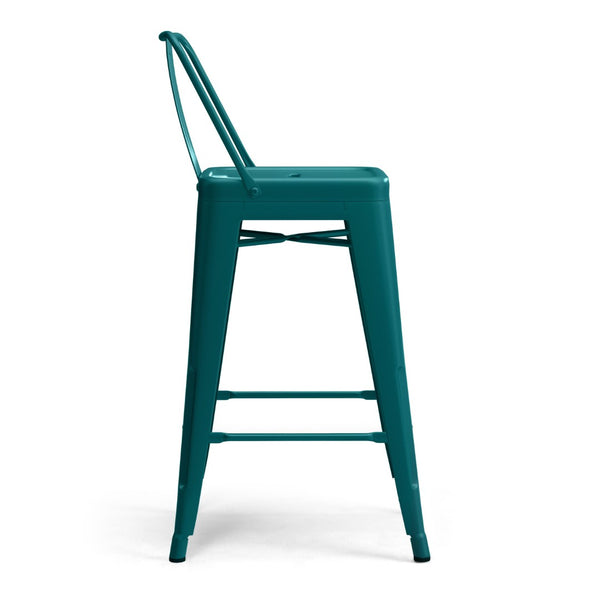 English Elm Rayne 24" Teal Blue Metal Counter Height Stools Set Of 4 - Stylish, Durable & Ergonomic Design B136P159489-GIGA