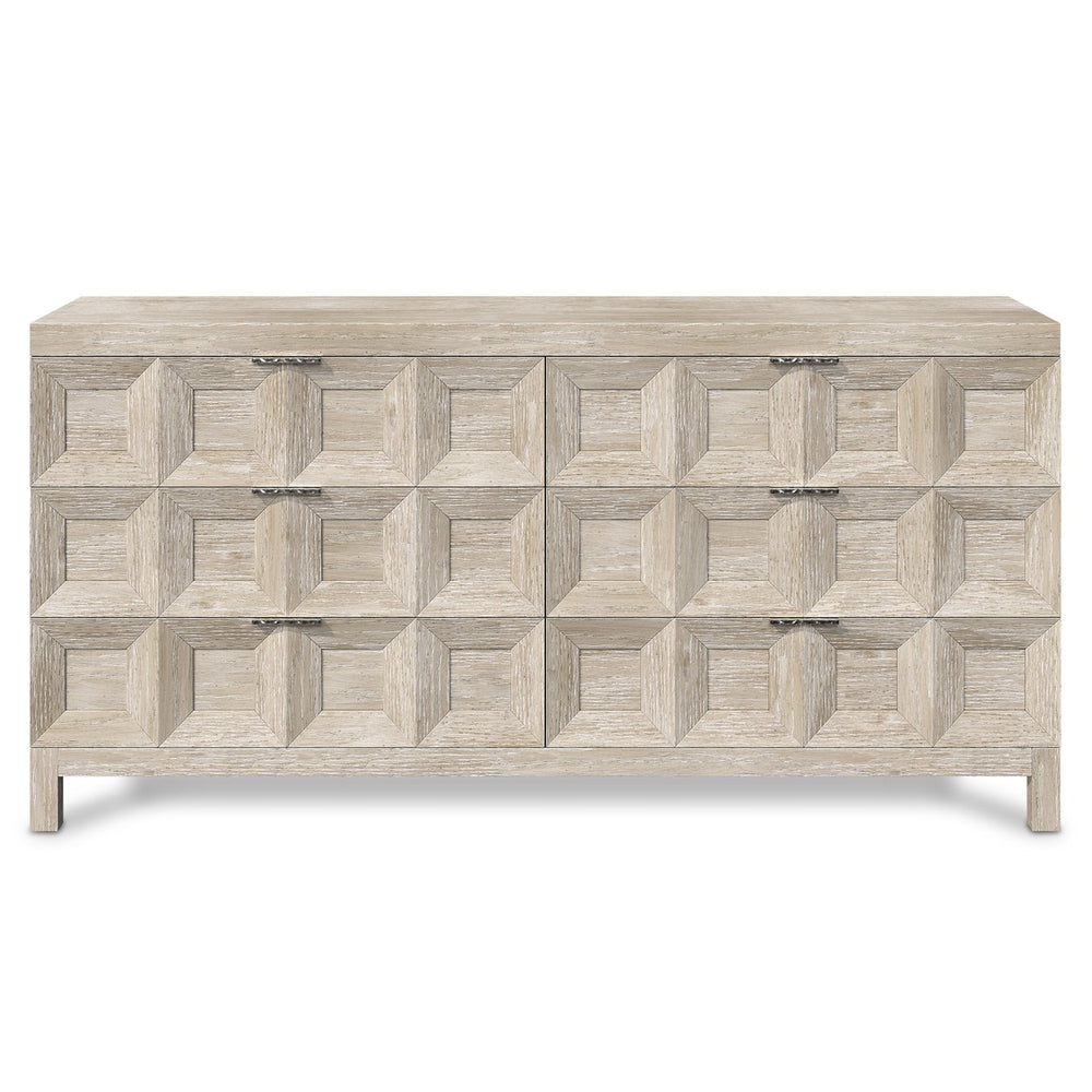 Bernhardt Bernhardt Prado Dresser — Tawny Solid Ash & White Oak, 6 Sculptural Coffered Drawers, Rustic-Modern Style 324051A