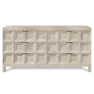 Bernhardt Bernhardt Prado Dresser — Tawny Solid Ash & White Oak, 6 Sculptural Coffered Drawers, Rustic-Modern Style 324051A