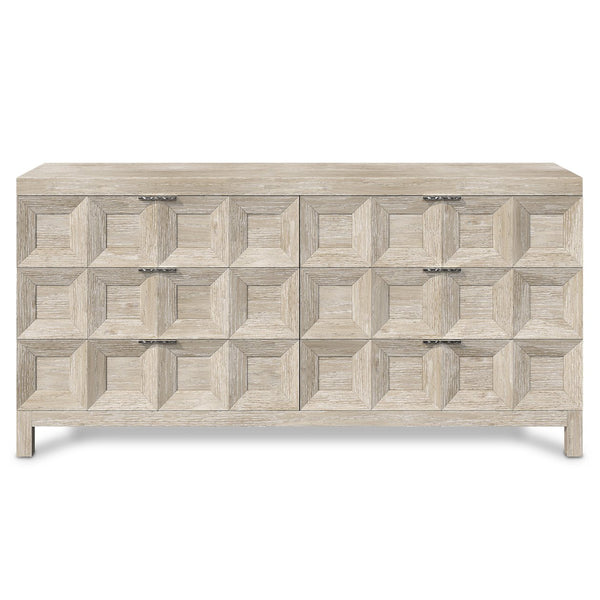 Bernhardt Bernhardt Prado Dresser — Tawny Solid Ash & White Oak, 6 Sculptural Coffered Drawers, Rustic-Modern Style 324051A