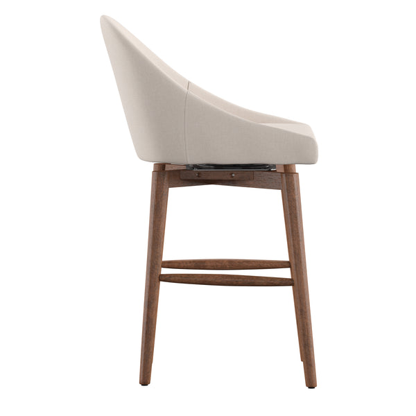 Homelegance By Top-Line Montague Mid-Century Wood Swivel Counter Height Stools (Set of 2) Beige Rubberwood