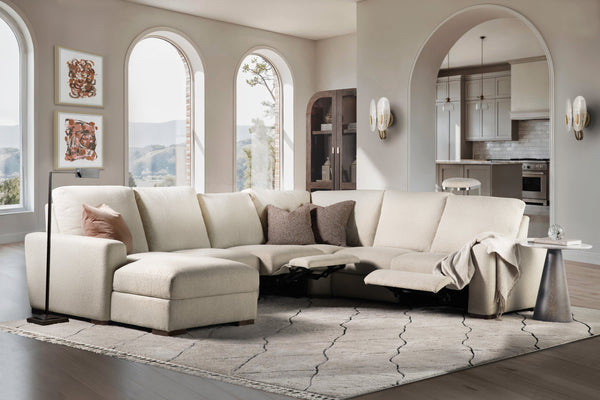 Hooker Furniture Optimus Five Seat Power Sectional with Recline Headrests and Performance Fabric SS925-5PC2-405-S