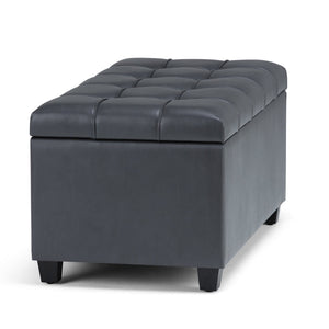 English Elm Sienna Storage Ottoman Bench In Stone Grey - Stylish Seating, Hidden Storage & Easy Care Design B136P159115-GIGA