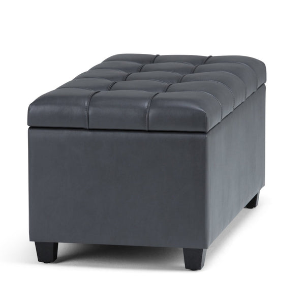 English Elm Sienna Storage Ottoman Bench In Stone Grey - Stylish Seating, Hidden Storage & Easy Care Design B136P159115-GIGA