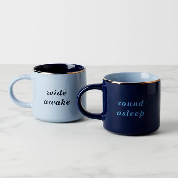Lenox Kate Spade Wide Awake & Sound Asleep Mugs, Set of 2 Blue, NO COLOR STONEWARE 897463