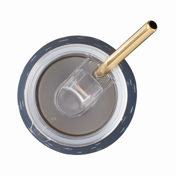 Lenox Blue Bay Dot Pattern Stainless Steel Wine Tumbler With Straw Blue, NAVY METAL 895732