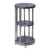 Marble 3-Tier Spot Table Silver with Marble and Metal Finish P301681 Pulaski Furniture