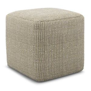 English Elm Zelma Square Woven Outdoor Indoor Pouf - Cream/Natural 100% Recycled PET, Water & UV Resistant Seat B136P159938
