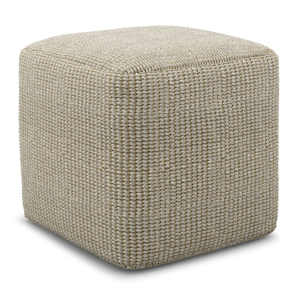 English Elm Zelma Square Woven Outdoor Indoor Pouf - Cream/Natural 100% Recycled PET, Water & UV Resistant Seat B136P159938