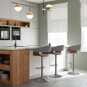 English Elm Lowell Adjustable Swivel Bar Stool - Light Grey Linen Upholstery, Mid-Century Modern Design & Comfort B136P158833