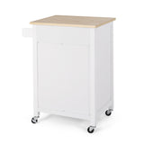 Christopher Knight Home® - Noble House - Maynard Contemporary Glass Paneled Kitchen Cart, Natural and White