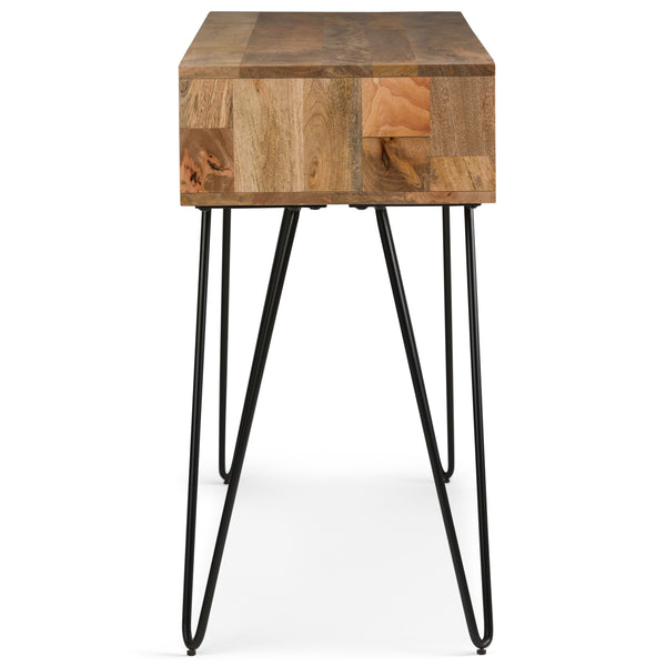 English Elm Hunter Console Sofa Table - Handcrafted Natural Wood With Industrial Iron Legs For Stylish Storage B136P158732