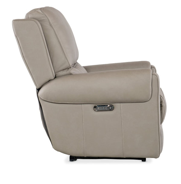 Hooker Furniture Somers Power Recliner Featuring Zero-Gravity Recline, Adjustable Headrest, Nubuck Leather, Usb Port Light Gray SS718-PHZ1-090