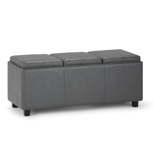 English Elm Avalon Storage Ottoman In Stone Grey - Stylish Multi-Functional Bench With Hidden Storage & Trays B136P158113