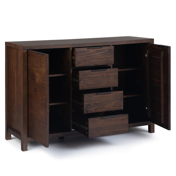 English Elm Hollander handcrafted solid wood sideboard buffet with 4 drawers, 2 doors & adjustable shelving, 54"W Dark Brown B136P158684