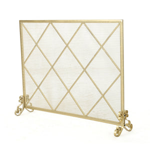 English Elm Christopher Knight Home® - FIRE Iron Single-Panel Fireplace Screen with Diamond Mesh Design, Ember Guard, Multiple Finishes 61126.00GLD