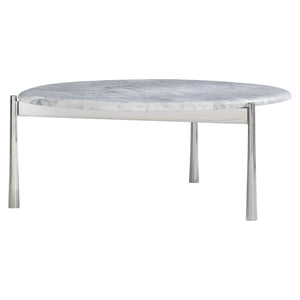 Bernhardt Bernhardt Arabescato Round Cocktail Table With Polished Stainless Triangular Base, 15"H, Sculptural Elegance 321010