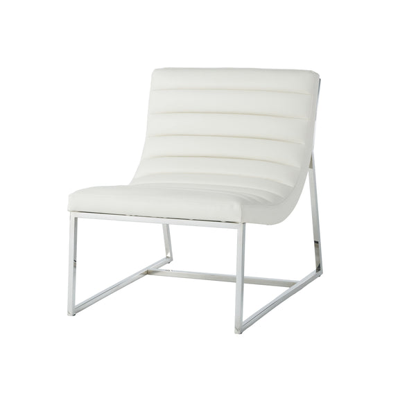English Elm Christopher Knight Home® - WILMOUTH Parisian White Leather Sofa Chair with Chrome Steel Legs, Curved Back Accent Seating Elegance 53275.00