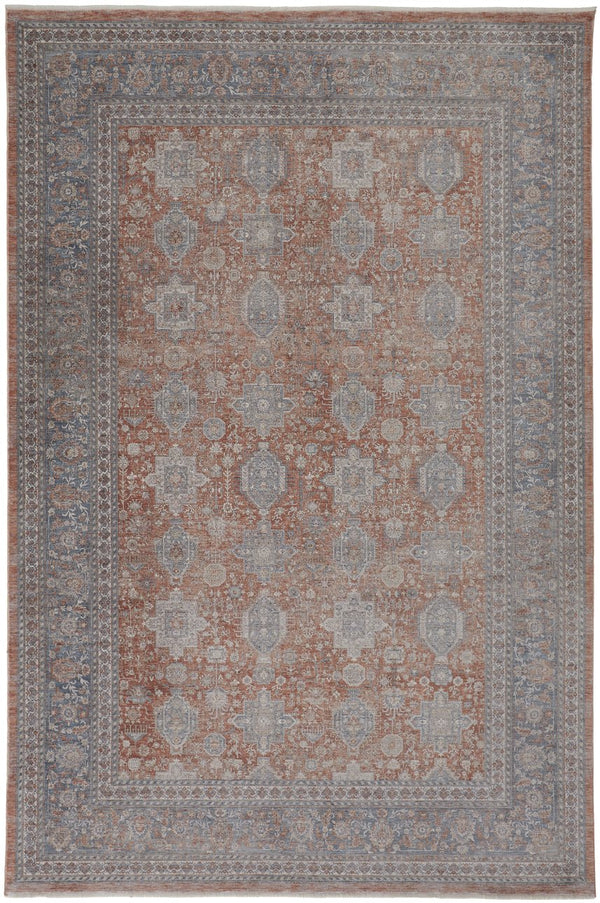 Feizy Rugs Marquette Elegant Power-loomed Rug With Traditional Persian Motifs - Stain Resistant And Durable Red,Orange,Blue Polyester,Acrylic Mrq3761frstblup00