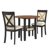 Homelegance By Top-Line Delroy Cane Accent X-Back Counter Height 3-piece Dining Set Black Rubberwood